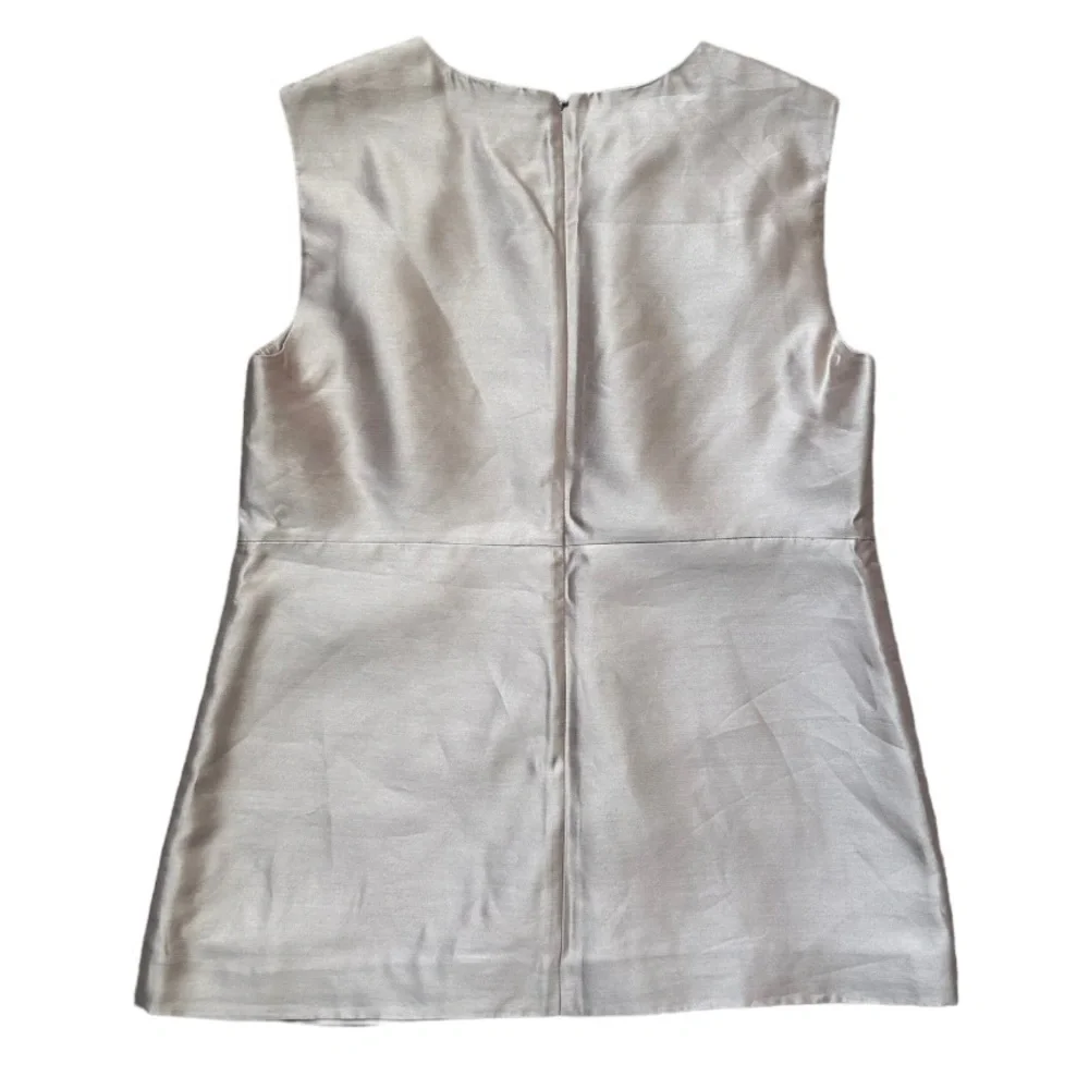 Tory Burch Silver Satin Tank Top